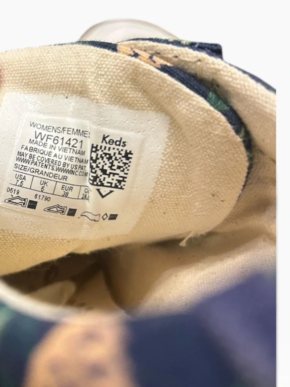 Keds Rifle Paper Co Kick 75 Peonies Sneakers Women 7.5 Navy Blue Floral